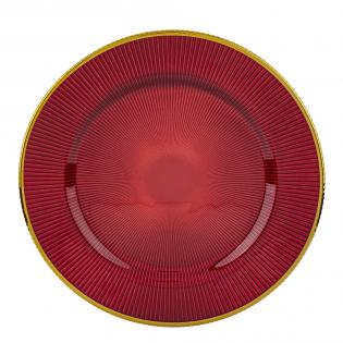 Podtalerz szklany czerwony ze złotym rantem 32cm