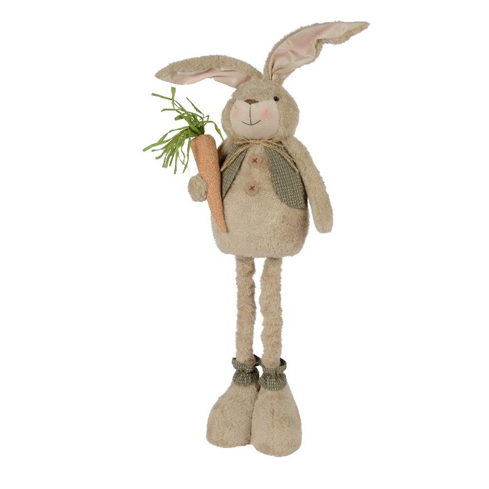 Figurka Królik z marchewką na teleskopowych nogach 94cm naturalny