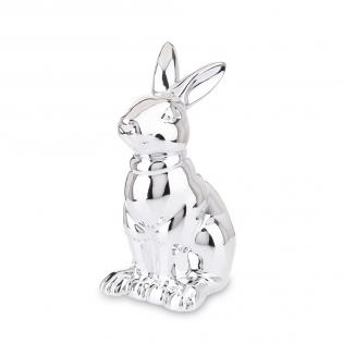 Figurka królik wielkanocny glamour srebrny 21cm 144595