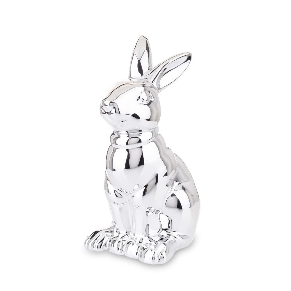 Figurka królik wielkanocny glamour srebrny 21cm 144595