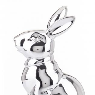 Figurka królik wielkanocny glamour srebrny 21cm 144595