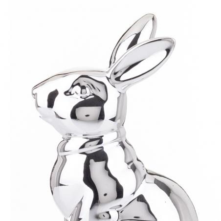 Figurka królik wielkanocny glamour srebrny 21cm