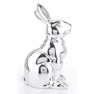 Figurka królik wielkanocny glamour srebrny 21cm 144595