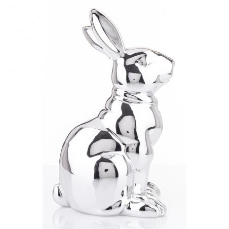 Figurka królik wielkanocny glamour srebrny 21cm