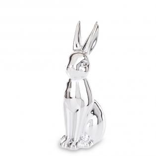 Figurka królik wielkanocny glamour srebrny 19cm 144648