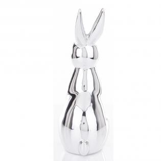 Figurka królik wielkanocny glamour srebrny 19cm 144648