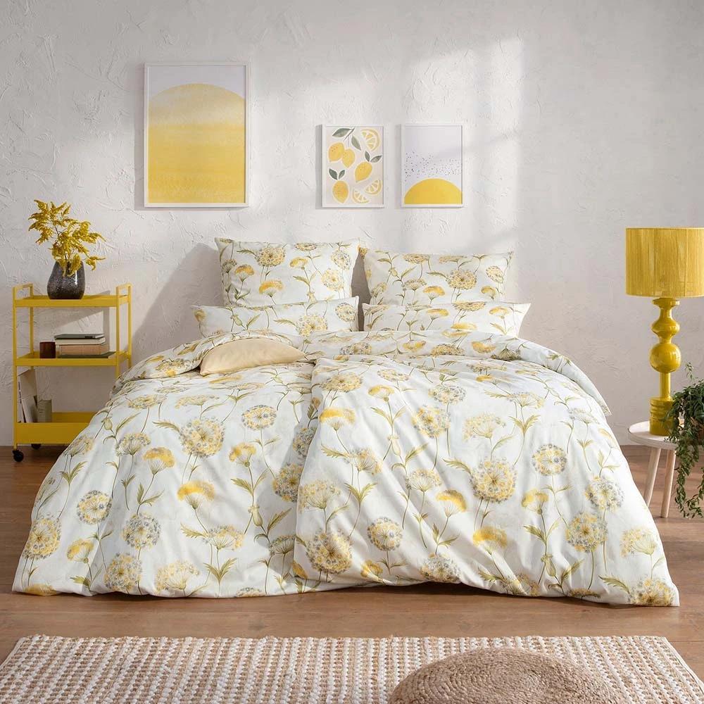 Pościel Estella Lumina 7959/710 mako satyna żółte kwiaty