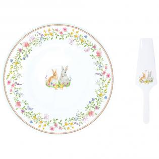 Easy Life Happy Easter Talerz do ciasta 32cm z łopatką