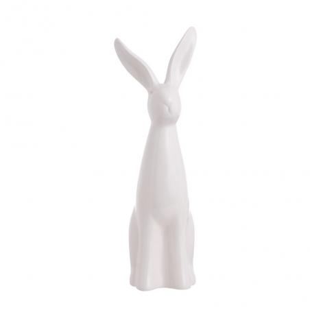 Figurka wielkanocna Zając zamyślony ceramiczny 31cm biały