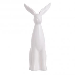 Figurka wielkanocna Zając zamyślony ceramiczny 41cm biały