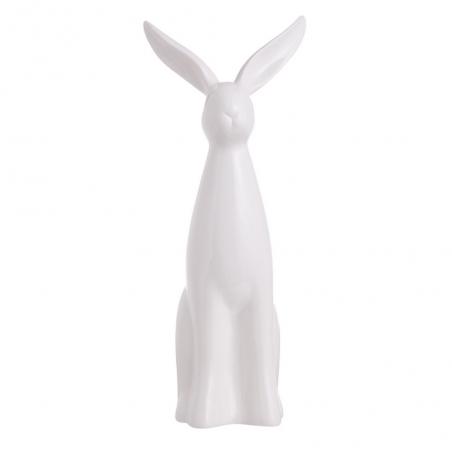 Figurka wielkanocna Zając zamyślony ceramiczny 41cm biały