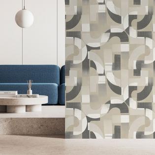 Tapeta ścienna Grandeco Karuna A76002 geometryczna beżowa kremowa brązowa