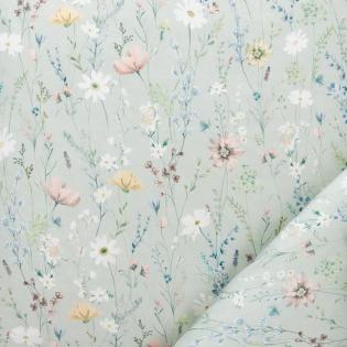 Pościel Estella Celeste 7961/530 mako satyna delikatne kwiaty na zielonym tle