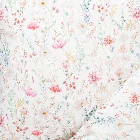 Pościel Estella Celeste 7961/410 mako satyna delikatne kwiaty na białym tle