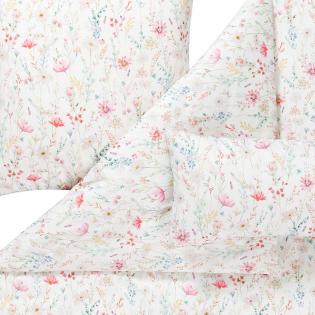 Pościel Estella Celeste 7961/410 mako satyna delikatne kwiaty na białym tle