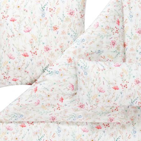 Pościel Estella Celeste 7961/410 mako satyna delikatne kwiaty na białym tle