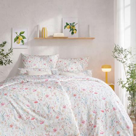 Pościel Estella Celeste 7961/410 mako satyna delikatne kwiaty na białym tle