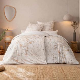 Pościel Estella Raphael 7259/110 mako satyna marmur biały ze złotymi żyłami