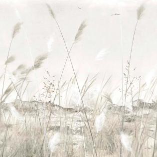 Tapeta mural Grandeco Orom 2 202701 trawy na wietrze boho beżowe 159x280cm