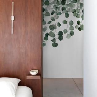 Tapeta mural Grandeco Orom 2 A73201 liście eukaliptusa zielone na białym tle 159x280cm