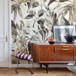 Tapeta mural Grandeco Orom 2 A71701 liście brązowe beżowe 159x280cm