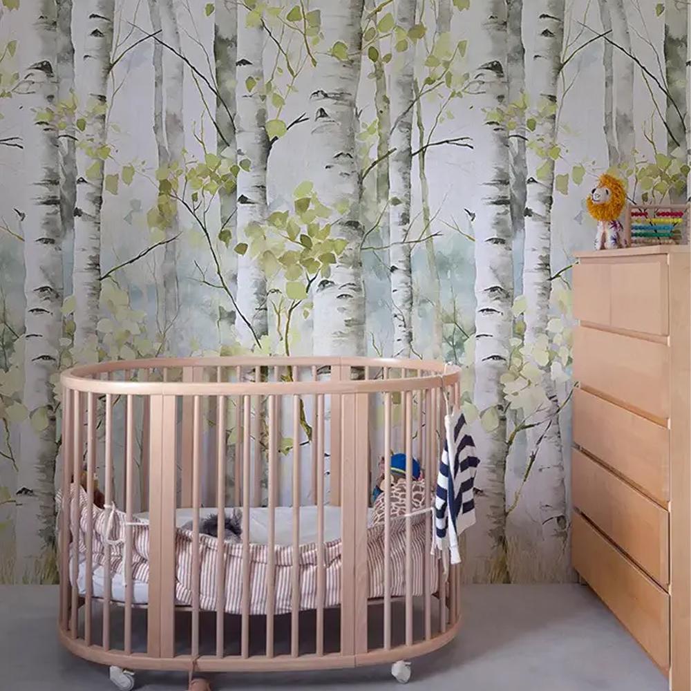 Tapeta mural Grandeco Orom 2 A77301 delikatne brzozy zielone 159x280cm