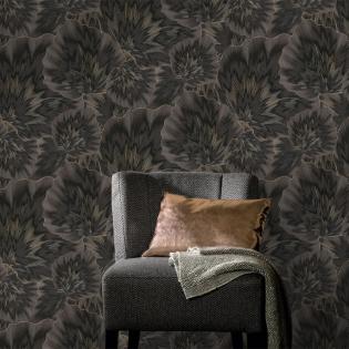 Tapeta ścienna Erismann Spotlight 2 10402-15 liście czarne z złotymi dodatkami