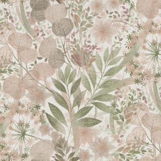 Tapeta ścienna Erismann Secret Garden 10506-05 liście kwiaty dmuchawce różowe zielone