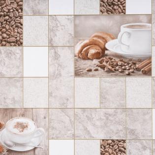 Tapeta ścienna Le Grand Exprompt 9111-02 do kuchni z motywem kawy beżowa