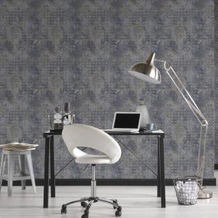 Tapeta ścienna AS Creation New Walls 37424-5 geometryczna niebieska złote heksagony