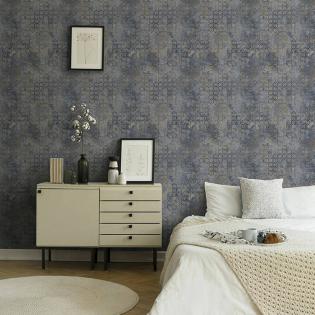 Tapeta ścienna AS Creation New Walls 37424-5 geometryczna niebieska złote heksagony