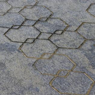 Tapeta ścienna AS Creation New Walls 37424-5 geometryczna niebieska złote heksagony