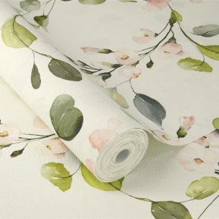 Tapeta 582215 delikatne romantyczne kwiaty liście różowe zielone