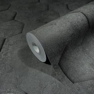 Tapeta ścienna Marburg Loft 34161 geometryczna beton heksagony czarne