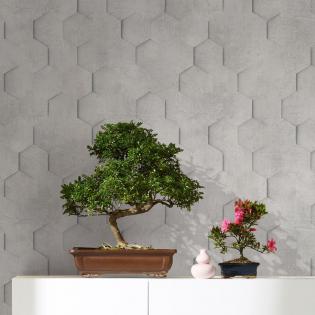 Tapeta ścienna Marburg Loft 34159 geometryczna beton heksagony szare