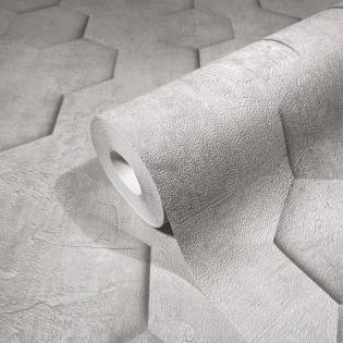 Tapeta ścienna Marburg Loft 34159 geometryczna beton heksagony szare