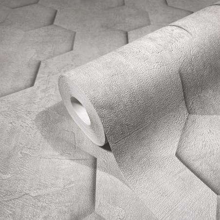 Tapeta ścienna Marburg Loft 34159 geometryczna beton heksagony szare