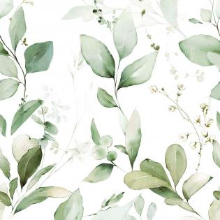 Tapeta mural Grandeco Orom 2 A77101 delikatne liście zielone 159x280cm