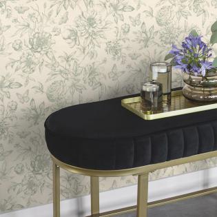 Tapeta ścienna Rasch 793925 delikatne kwiaty w stylu wintage zielone na beżowym tle