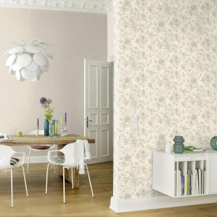 Tapeta ścienna Rasch 793925 delikatne kwiaty w stylu wintage zielone na beżowym tle
