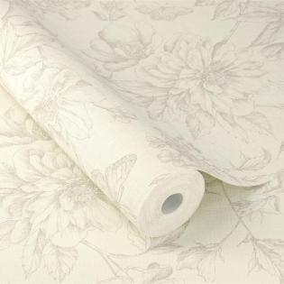 Tapeta ścienna Rasch Selection 793932 delikatne kwiaty motylki beżowe na jasnym tle retro vintage