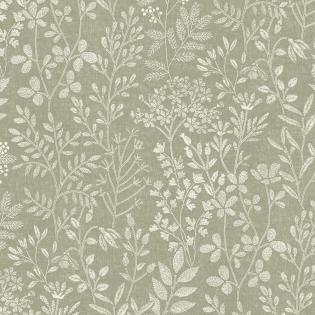 Tapeta ścienna Grandeco Karuna 205003 gałązki liście zielone w stylu vintage retro