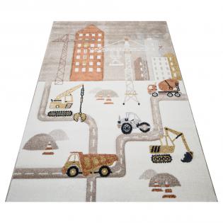 Dywan DYWILAN Dziecięcy Luna 40429 870 ulice i koparki beżowy
