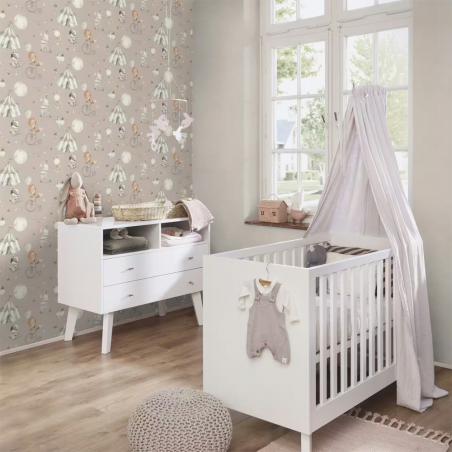 Tapeta ścienna Rasch Kid World II 301939 dziecięca zwierzęta i pojazdy beżowa