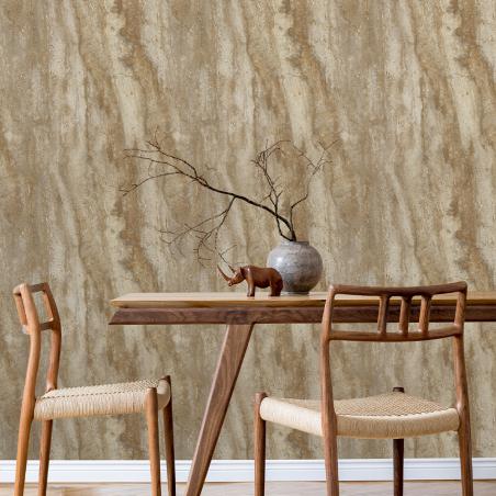 Tapeta ścienna Grandeco A81703 trawertyn imitacja kamienia ciepły beżowy