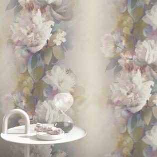 Tapeta panel kwiaty różowe beżowe