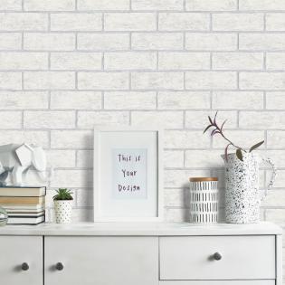 Tapeta 10339-10 cegła biała z szarymi fugami