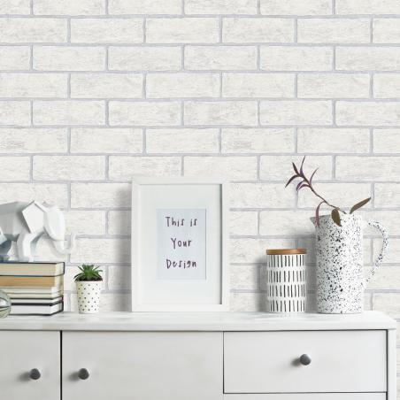 Tapeta 10339-10 cegła biała z szarymi fugami