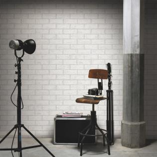 Tapeta biała cegła z szarymi fugami