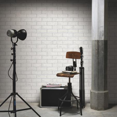 Tapeta biała cegła z szarymi fugami